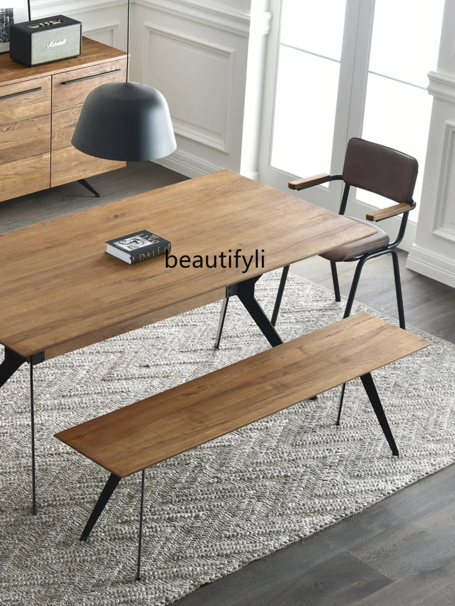 Nordic Modern Minimalist Industrial Danish Design Solid Wood Bench Dining Bench dining table set furniture