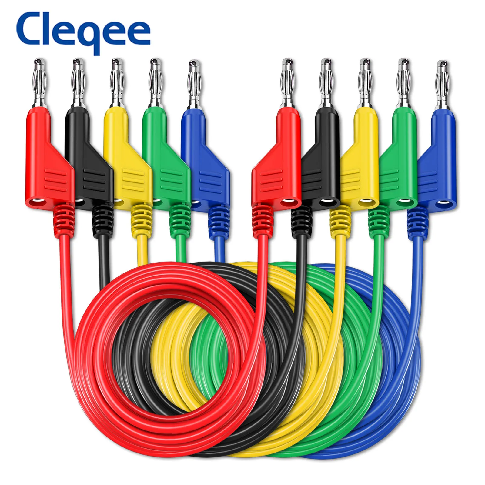 Cleqee P1036 2 szt./5 szt. Podwójna wtyczka bananowa 4 mm do układania w stosy Multimetr Przewody pomiarowe 1M Kabel 1000 V/15 A