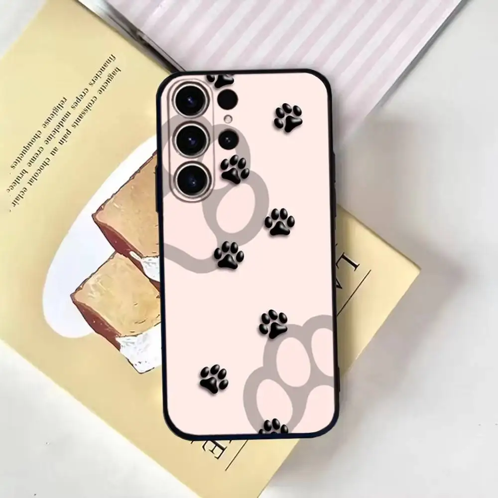Hond Voetafdruk Poot Telefoon Case Voor SamsungS25,24,21,22,23,30,Ultra,20,Plus,Fe,Lite,Note,10,9,Zachte Zwarte Cover