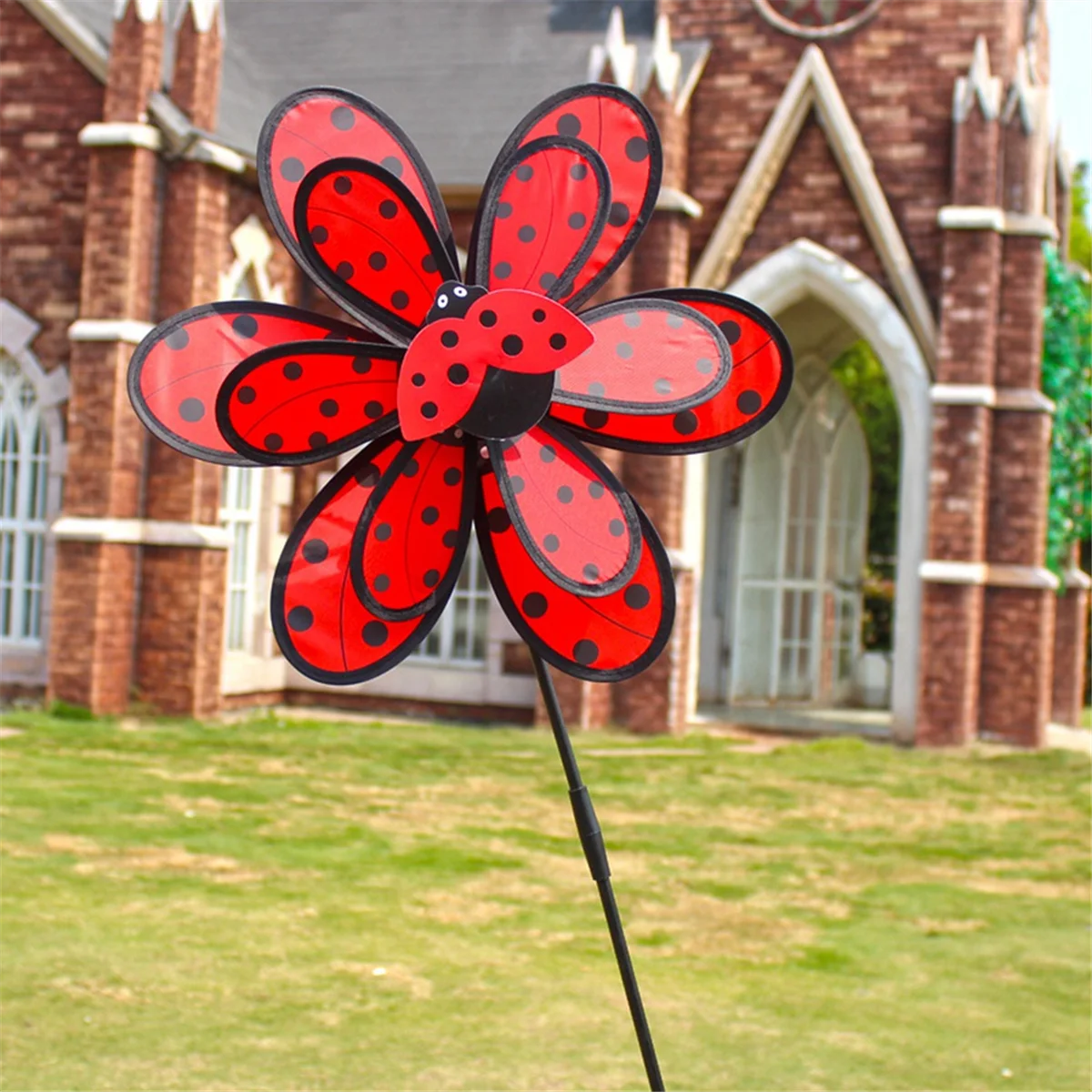 

Lawn Decoration Wind Spinner Double Layer Pinwheels with Stake Eye Catching for Garden Children Outdoor Activities DJAS