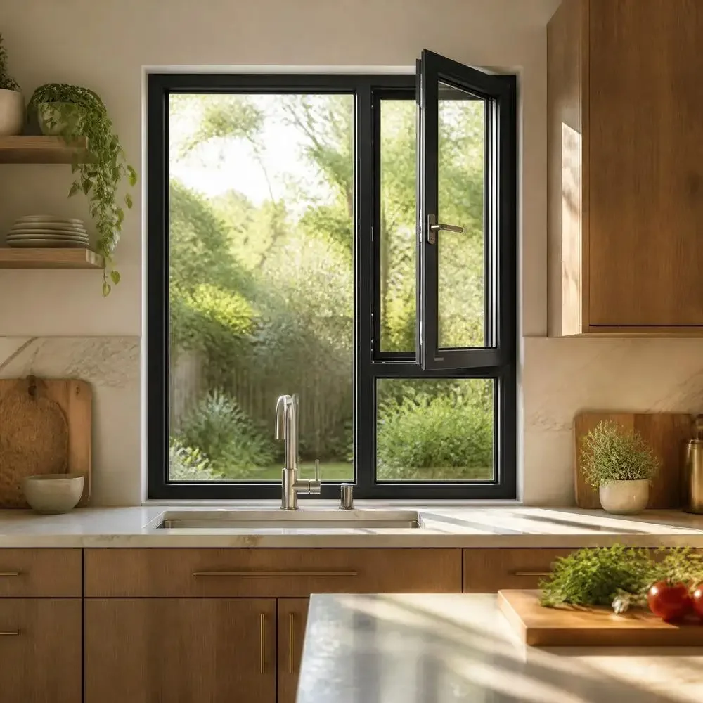 Fashionable Bedroom French Style Glass Window Rainproof Double Sash Casement Windows Long Lasting and Durable Hinged Windows