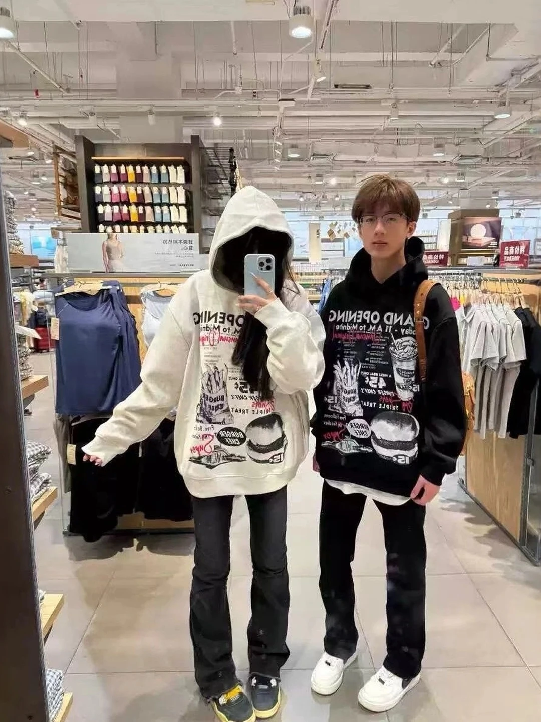 

Heavyweight Pure Cotton Hoodie Men's Autumnal American Burger French Fries Printed Trendy Brand Couple Overhead Jaet