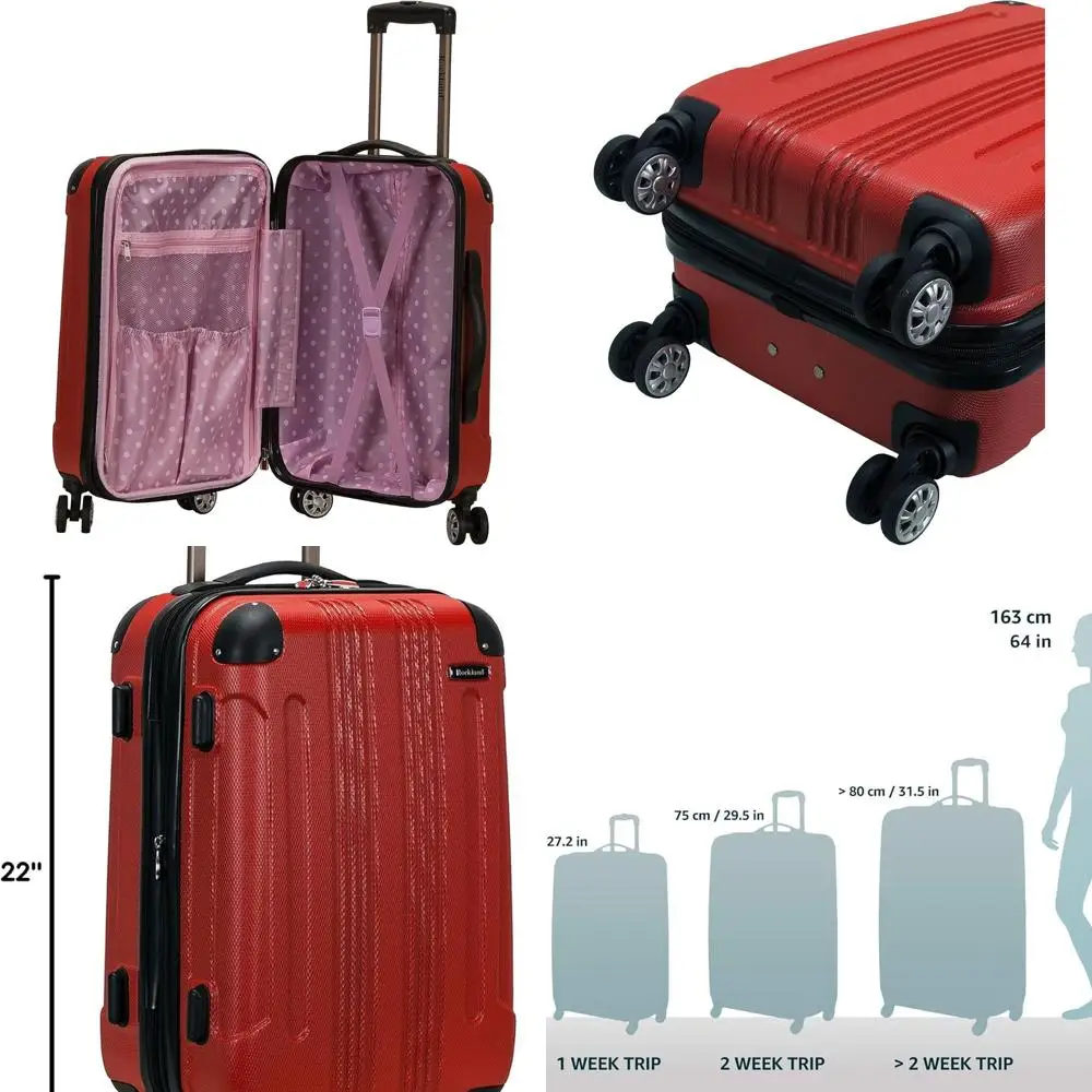 Compact Red 20-Inch Hardside Spinner Luggage by Rockland London