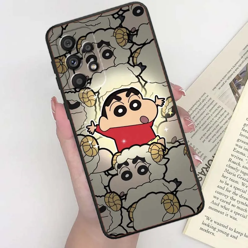 C-Crayons S-Shins-chans لسامسونج A41 A35 A34 A33 A32 A25 A24 A23 A21s A06 A05 A04 A03 نوت 10 20 الترا 5G غطاء أسود