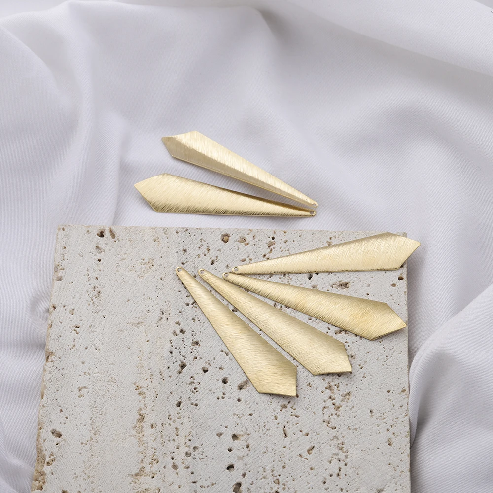 10Pcs Raw Brass Textured Geometric Triangle Charms Arrowhead Shaped Bar Pendant For Diy Earring Necklace Jewelry Making Findings