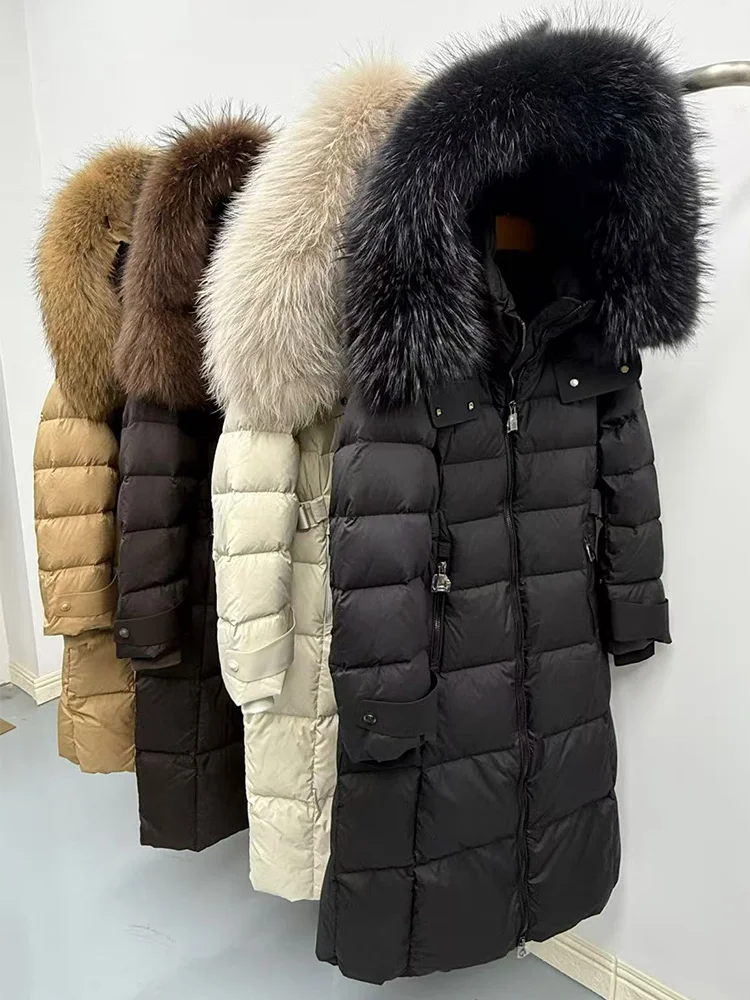 2025 Winter Warm Women Long Goose Down Jackets Real Natural Fox Fur Collar Puffer Jackets Thick Female Outdoors Streetwear Coats