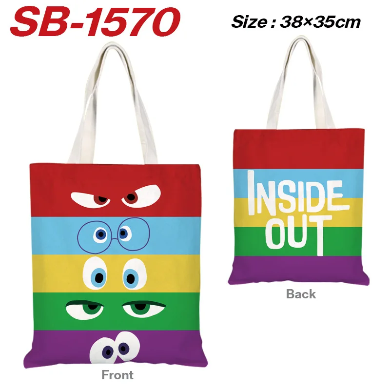 Inside Out 2 Disney Tote Bag stampa a colori borse di tela Shopping Handbag borsa a tracolla da donna borse riutilizzabili per cartoni animati