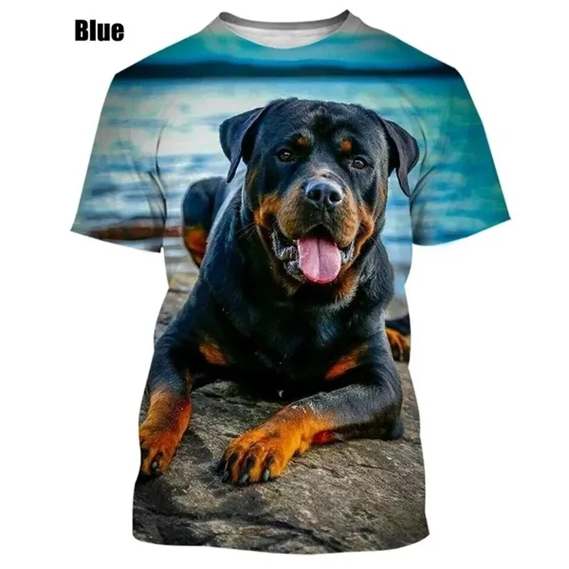 New Fashion Rottweiler 3D Printing T-shirt Men\'s And Women\'s Clothing Summer Casual Short-sleeved Pet Dog Tshirts Oversized Tops