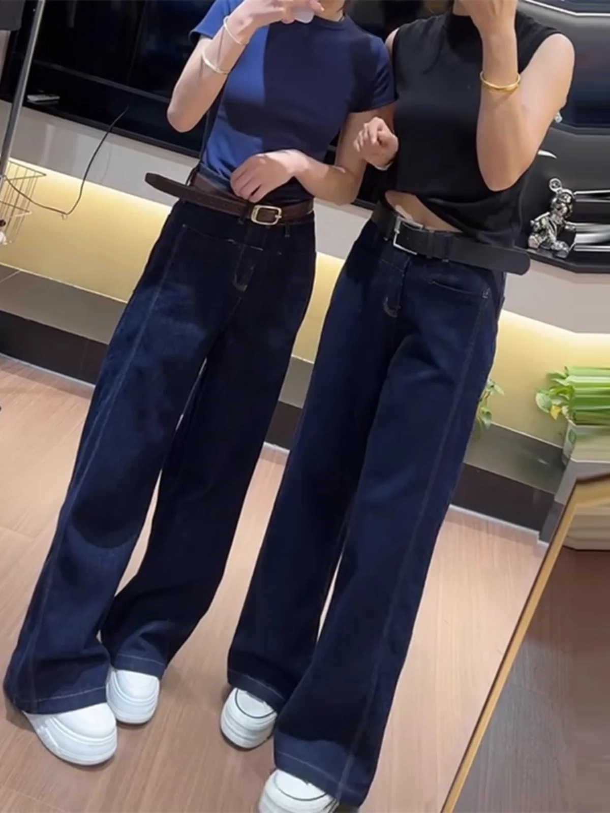

High Waist Wide Leg Jeans Women's Straight Cut Denim Pants Spring Autumn New Style Casual Worn Resistant Long Trousers