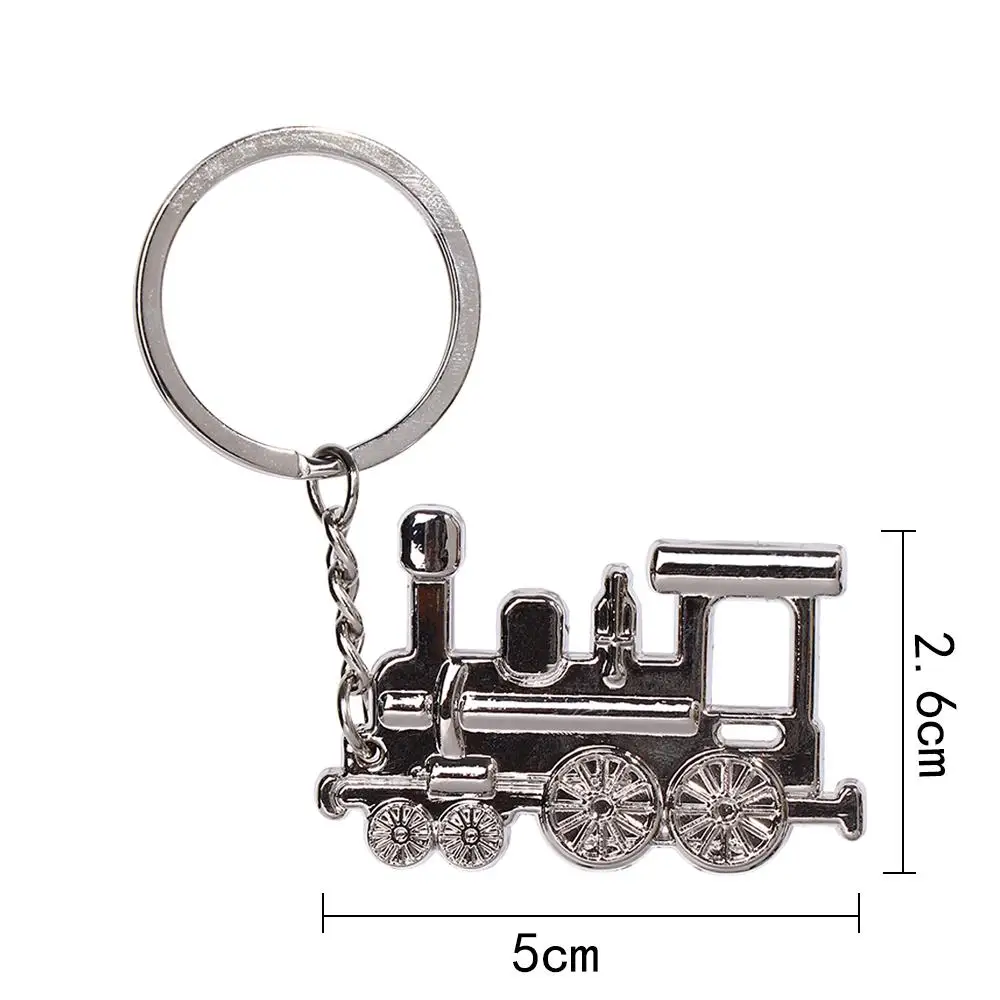 Creative Steam Train Locomotive Design Metal Keychain Punk Rock Automotive Keyring Key Chains Silver Key Fob Holder