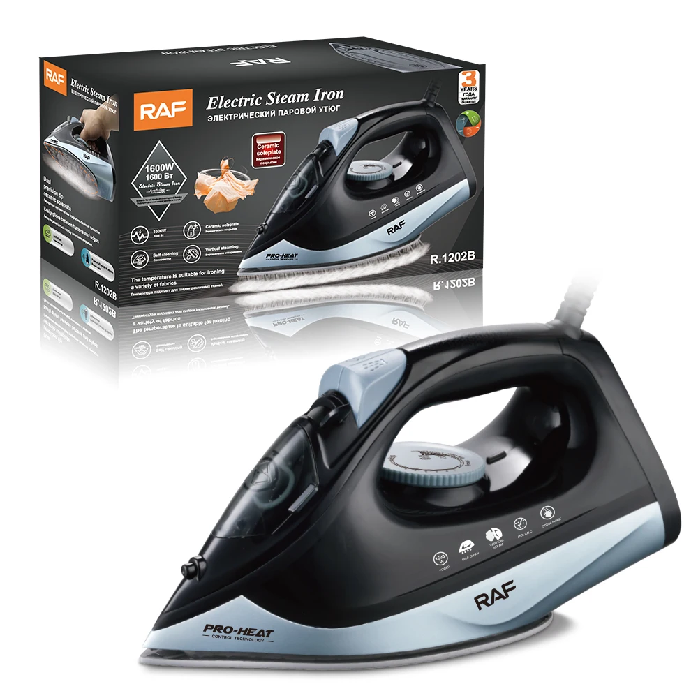 

RAF Full Function Electric Steam Iron Plancha De vapor Eléctrica 1600w Ceramic Soleplate Portable Electric Clothes Steam Machine