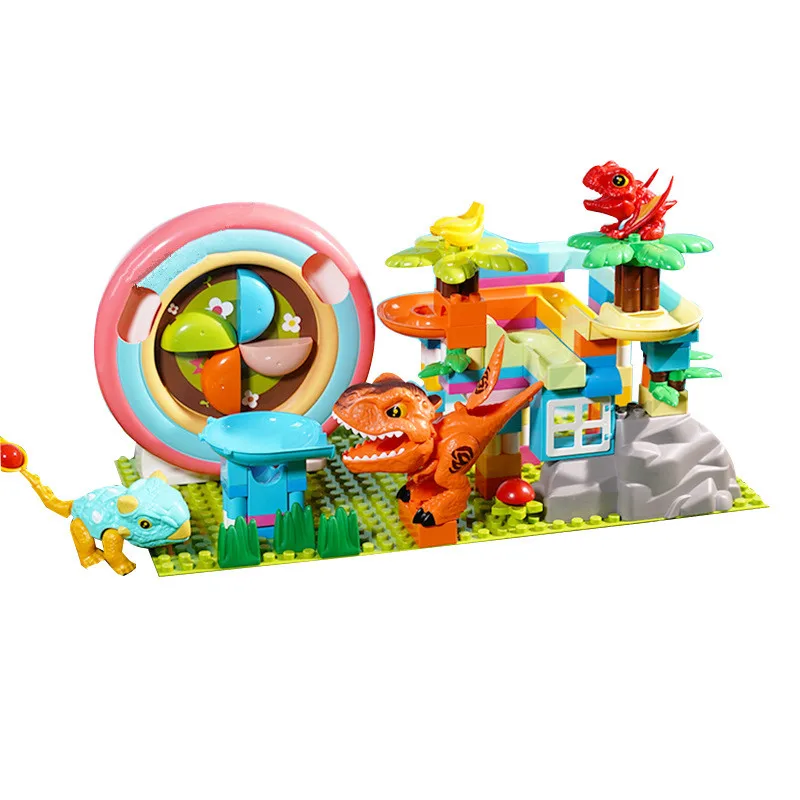 Large Electric Marble Run Wheel Circulated Roaster Rolling Ball Lift Motor Slide Track Maze Part Compatible Building Blocks Toys