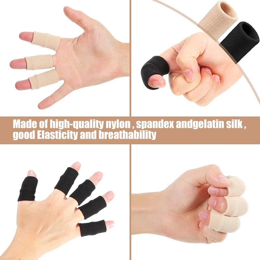 10Pcs/Set Adult Finger Braces Splint Sleeves Thumb Support Protector Soft Comfortable Cushion Pressure Safe Elastic Stabilizers