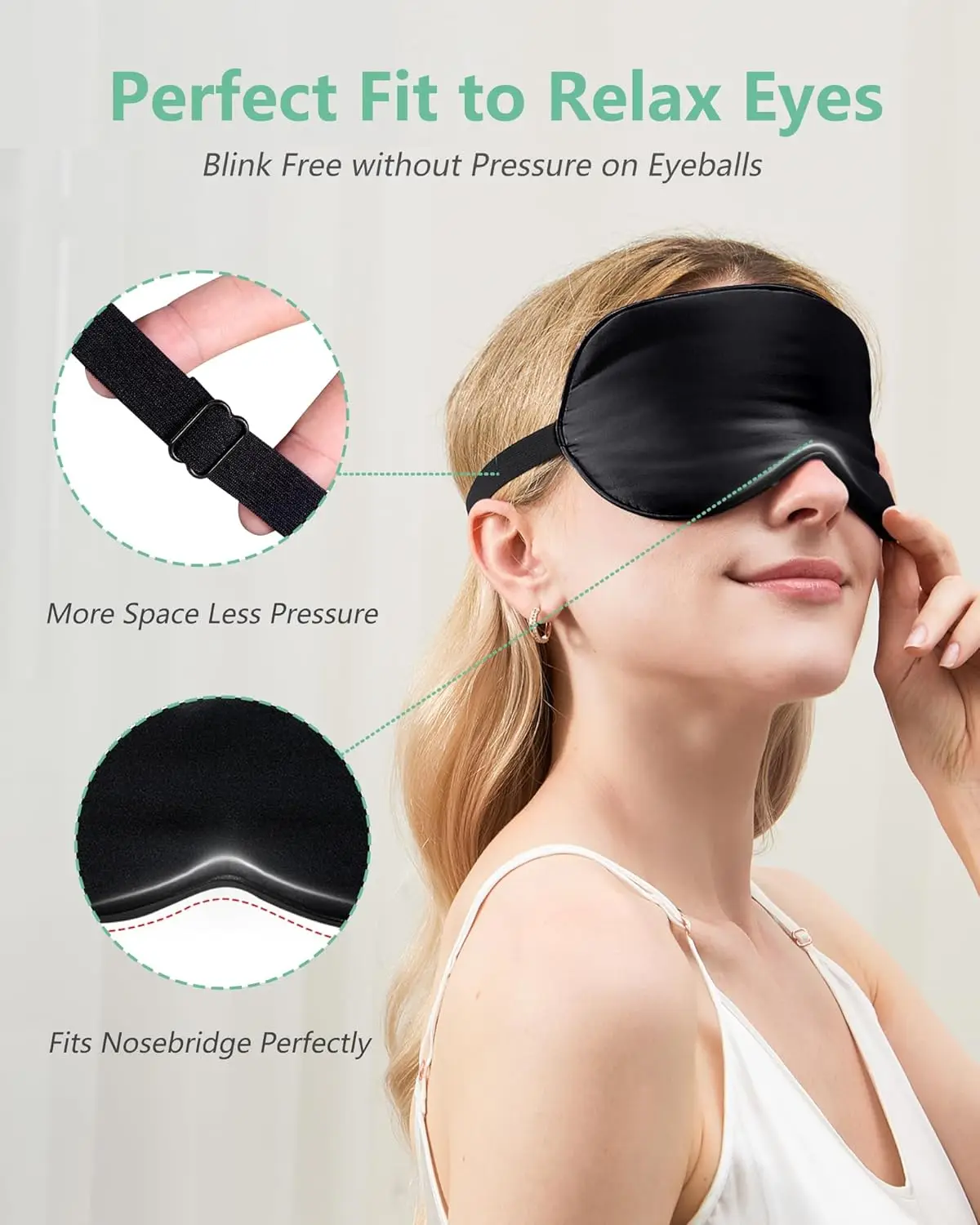 Sleep Mask, 2 Pack 100% Real Natural Silk Eye Masks with Adjustable Strap for Sleeping, Mulberry Silk Eye Sleep Shade Cover, Blo view 3
