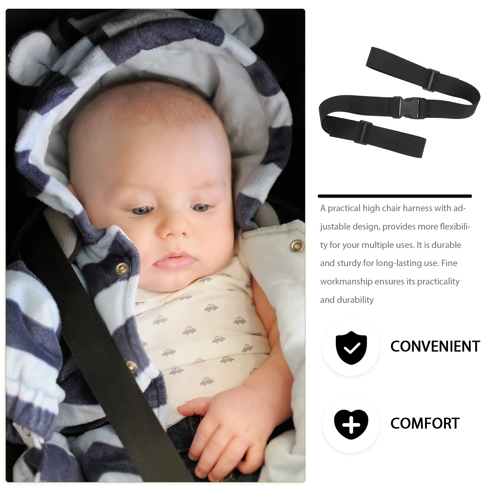 3Pcs Adjustable Baby Chair Belt High Chair Harness Portable Toddler Stroller Travel Strap Toddler Airplane Travel Essentials