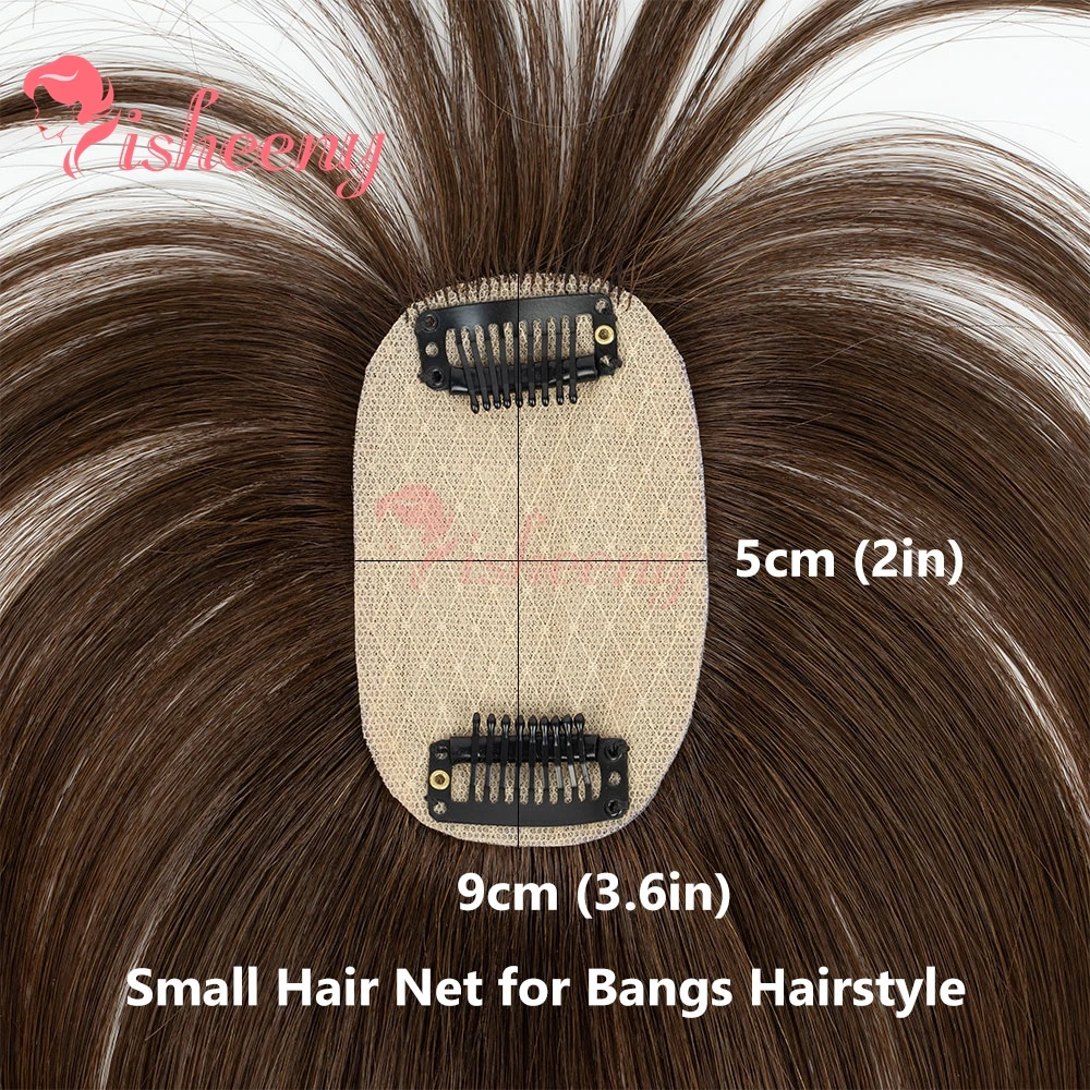 isheeny 8 polegadas-14 polegadas 360 °   3D cobertura completa postiços preto marrom loiro toppers de cabelo com franja para mulher em linha reta cabelo humano real