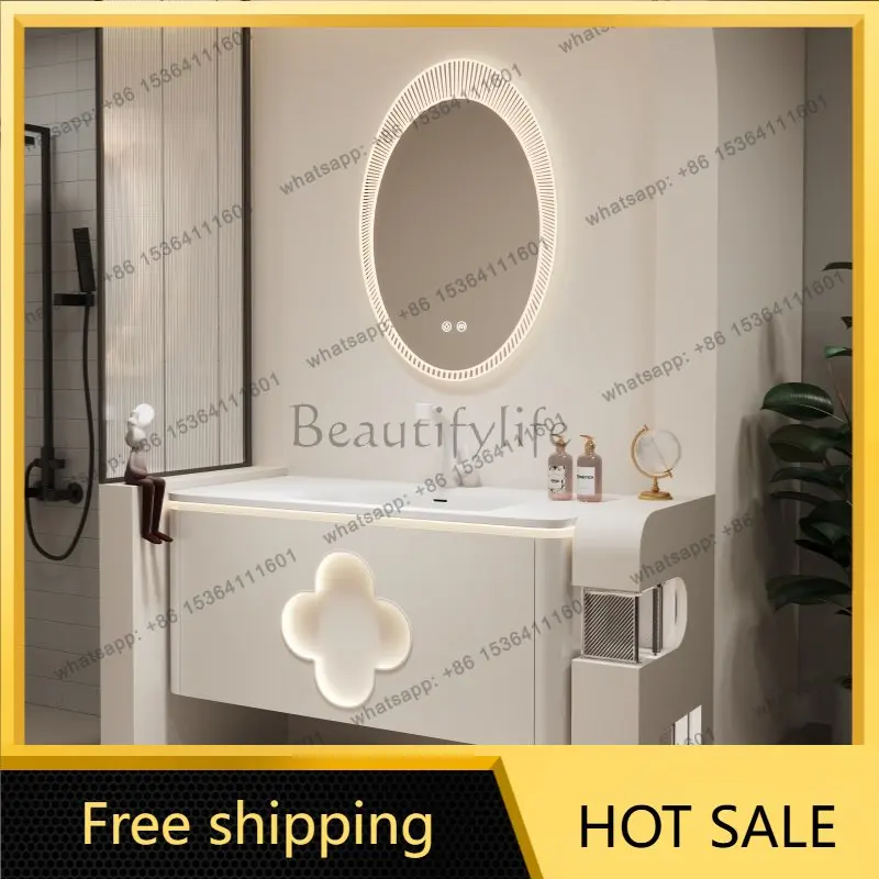 Best Sellers French Combination Bathroom Cabinet Integrated Basin Washstand Organizer Light Bathroom Cabinets With Mirror Closet
