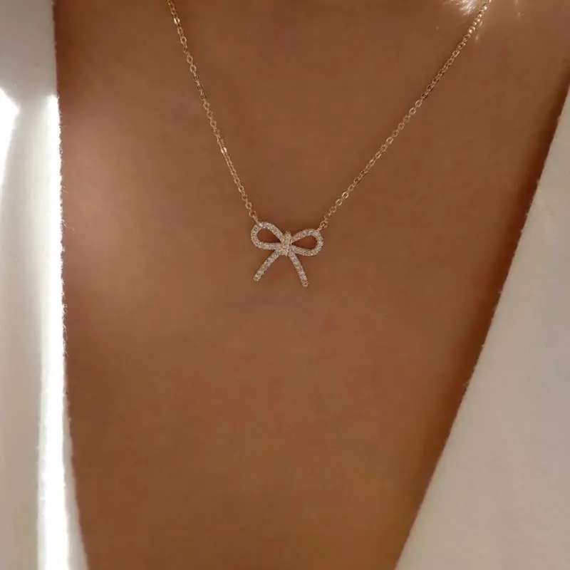 Lsysss European And American Style Jewelry Bow Necklace Simple And Fashionable …