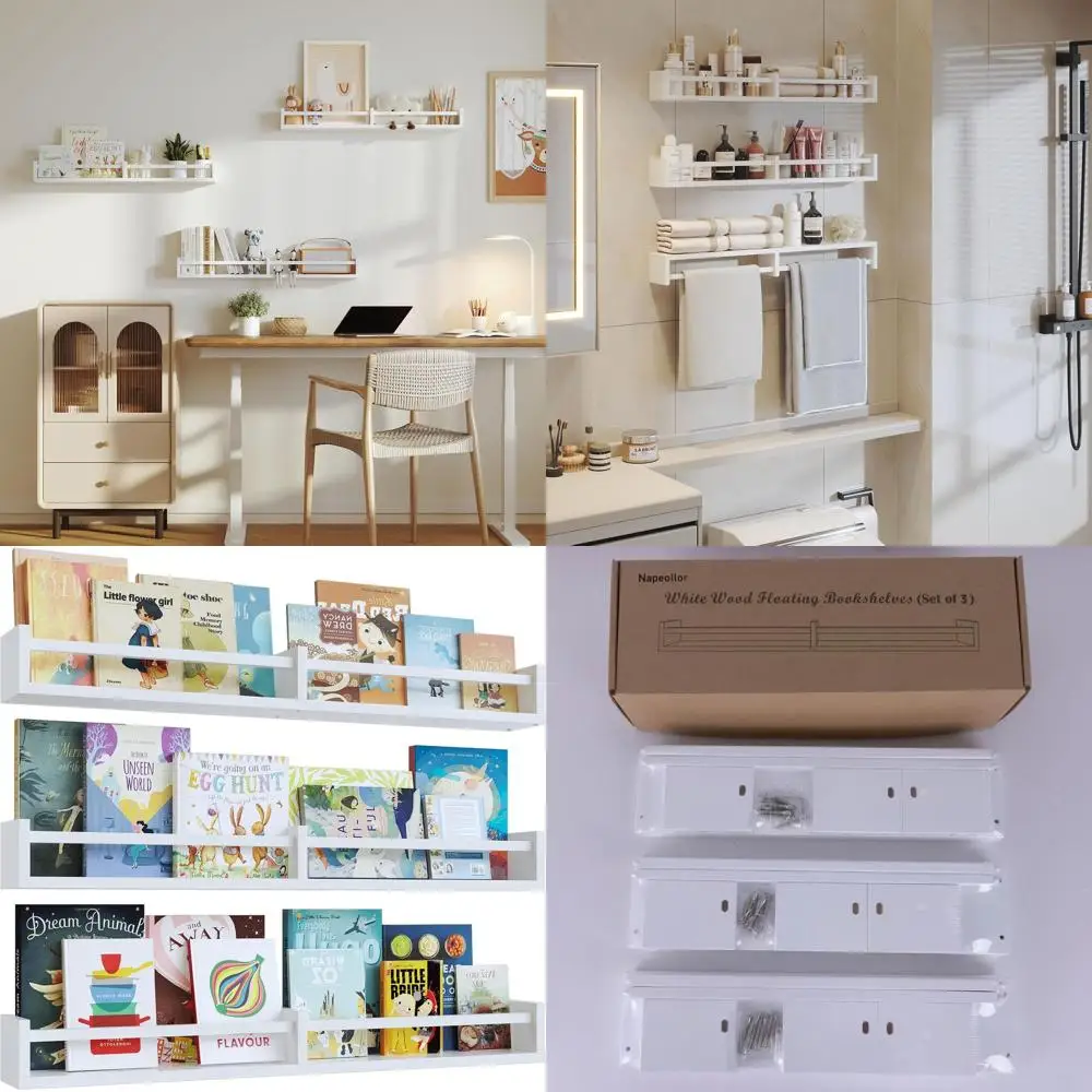 

Набор из 3 предметов: 32 плавающие полки из сосны для хранения в детской и кухне | Настенный органайзер для декора детской комнаты и полки для специй