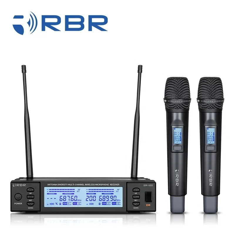 Professional bm680 UHF Karaoke Wireless Microphone Mic with Auto Mute Function