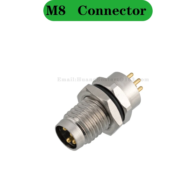 M8 Welded Plate Socket SMD Patch Type 3 4 5 6 8-Core Circuit Board Bent Foot Male Female Waterproof Grounding PCB