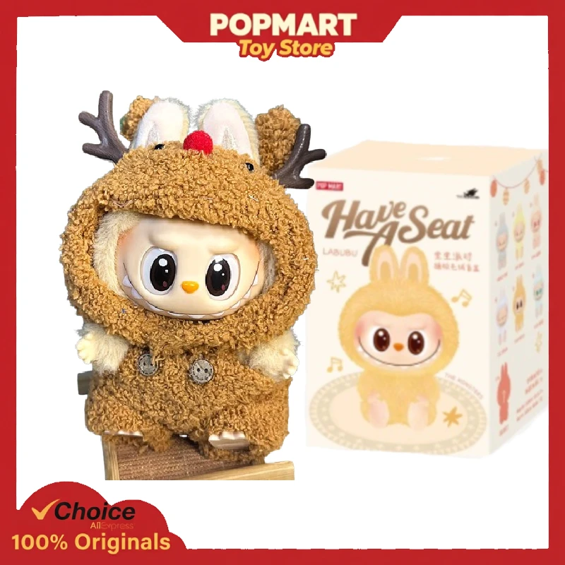 

POP MART LABUBU V2 Have a Seat Little Reindeer Outfit Аутентичный набор кукол Оригинальная виниловая фигурка Коллекционная игрушка в подарок
