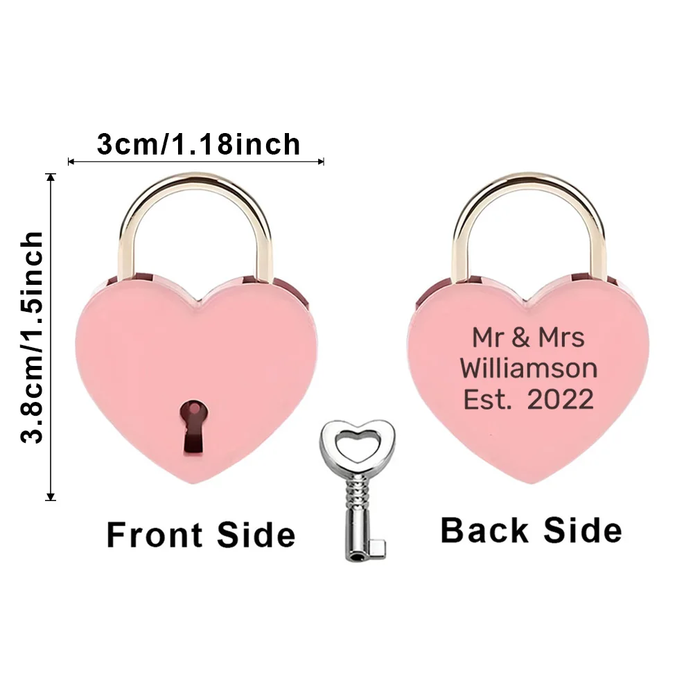1PC Romantisch paar liefde Aangepaste naam en datum Mini hartvormig slot Liefde hangslot Wish Lock Bruiloft ingetoetst hangsloten voor Annive