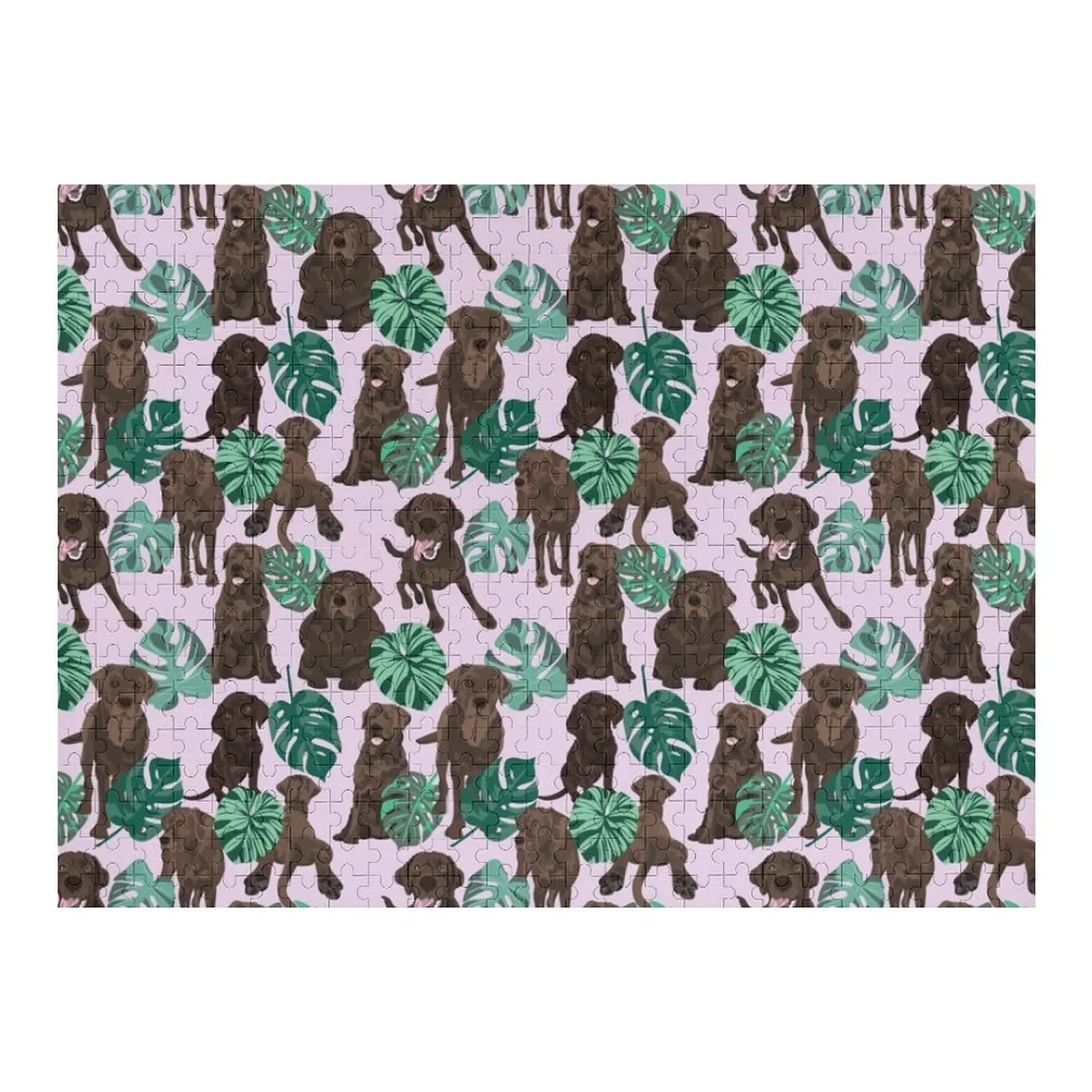Chocolade Labrador tropische puzzel foto aangepaste houten naam gepersonaliseerde foto cadeau puzzel