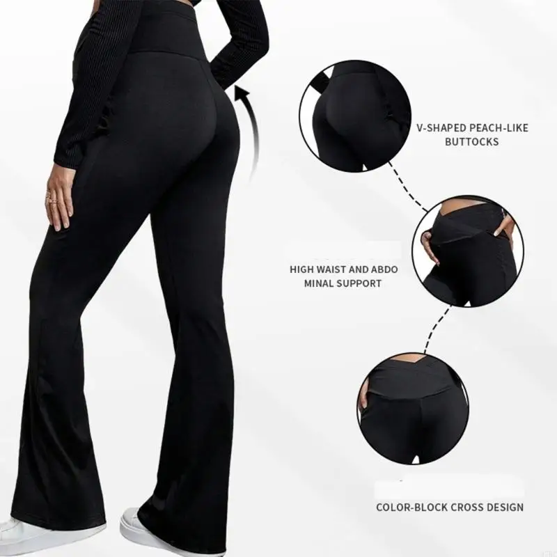 97BC Stretchy Maternity Pants with Support Breathable Fabric High Waist Wide Leg for Expecting Mother