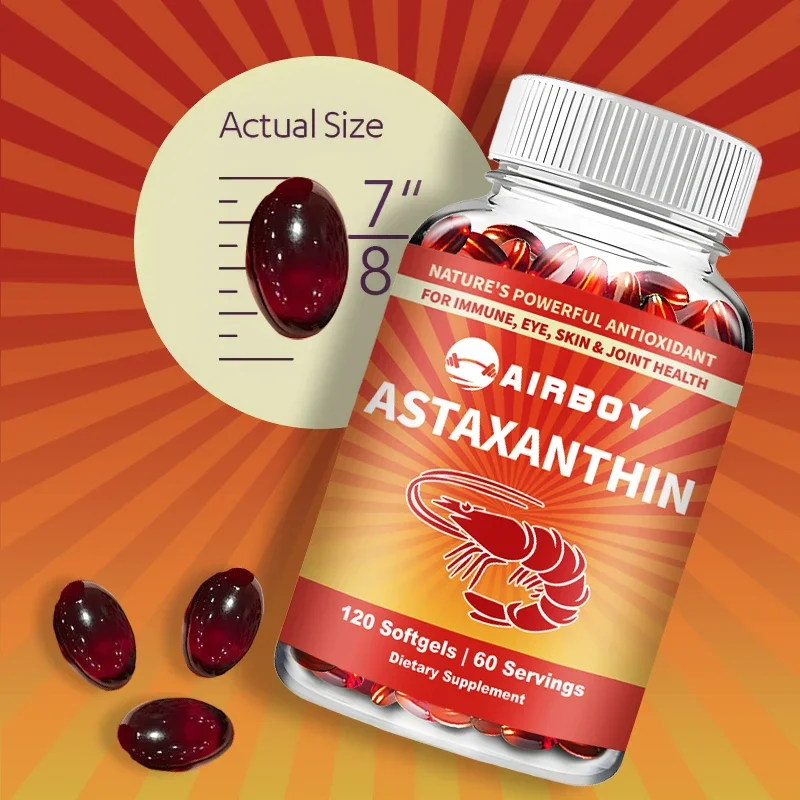 Astaxanthin Capsules 12mg - Promotes Cardiovascular Health and Accelerates Metabolism Supporting Eye, Joint & Skin Health