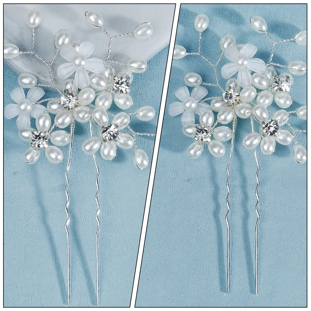 

Pearl Flower Stick Elegant Rhinestone Hairpin Wedding Bridal Hair Accessories Bun Holder Updo Hair Decorations Women
