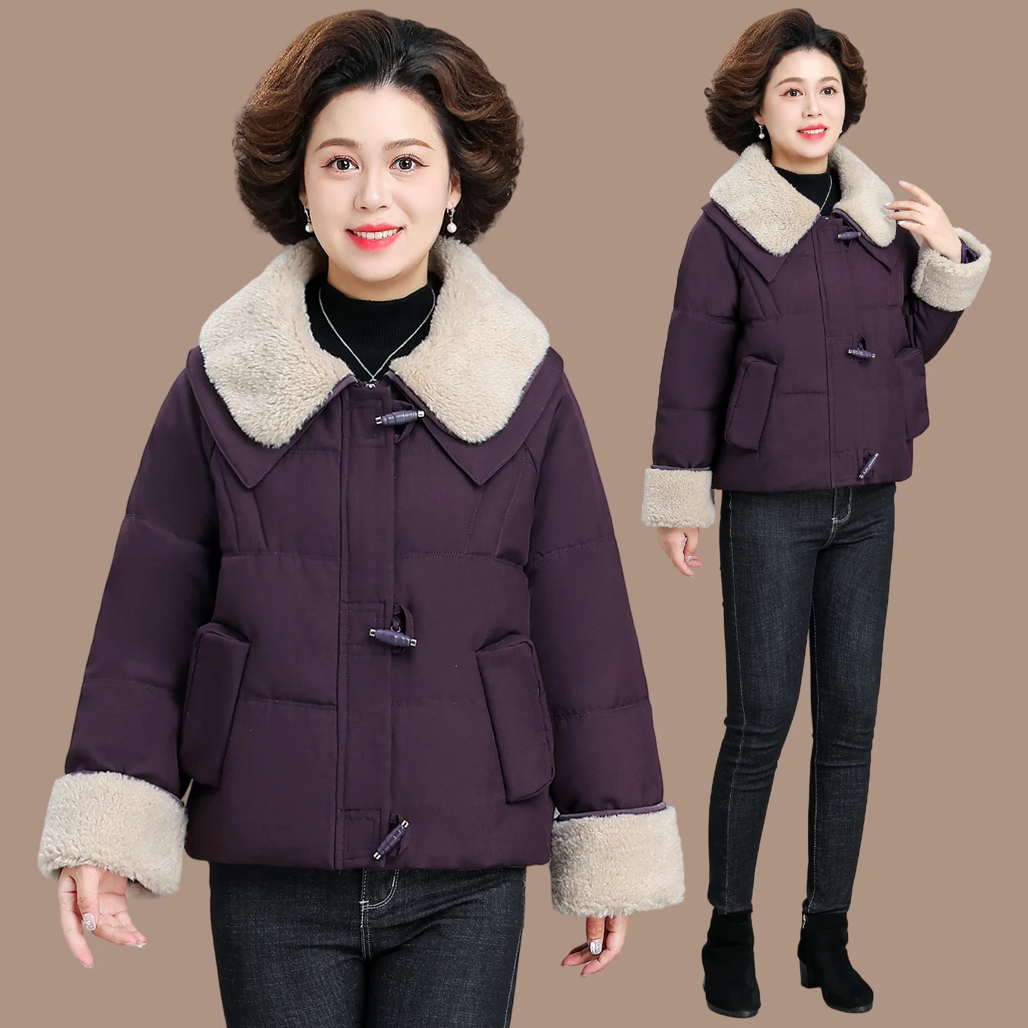 

Sli ort down Jaet for Women Winter Outerwear Warm Windproof Polyester Fiber Flip Collar Zipper Closure Faionable Co...