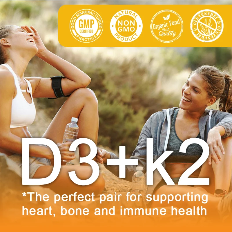 Vitamin D3 K2 5000 IU, (125mcg) D3 + 200mcg K2 MK7 - Immune Support - for Daily Defense, Bone, Muscle & Skin Health Capsules