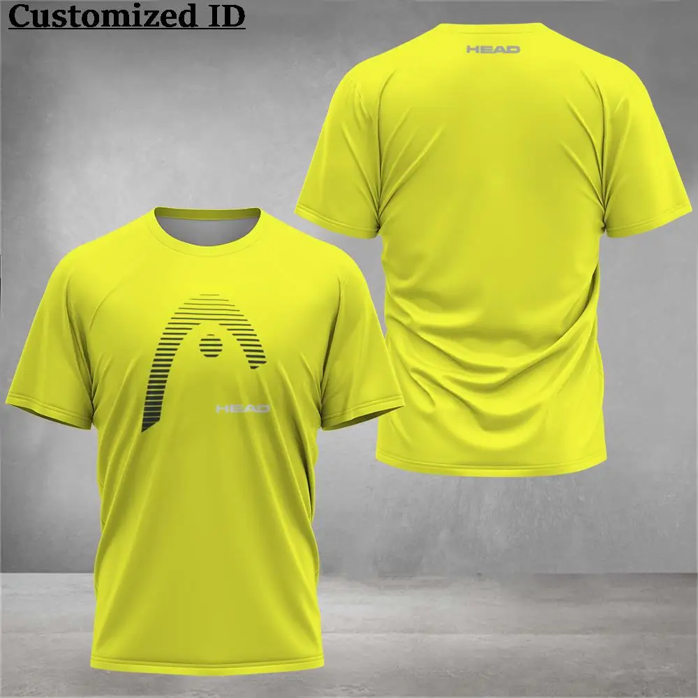 Head Badminton Sports Clothing Golf Clothing New Men's Fitness Short Sleeve Men Solid Color Printed Tennis Clothing Breathable