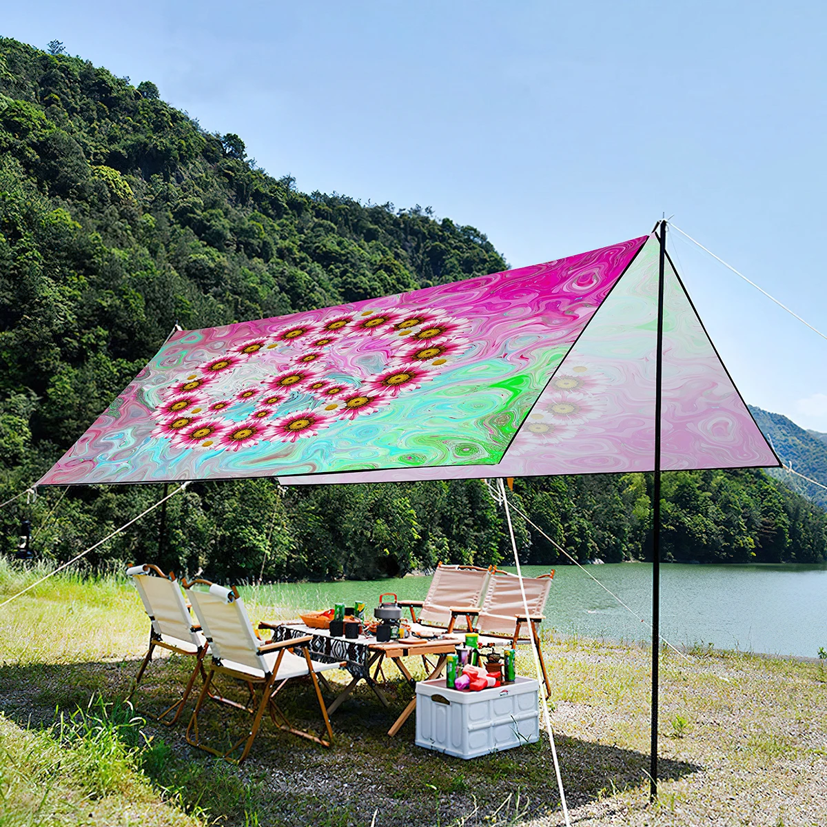 

Peace Sign Pattern UV Resistant Sun Shade Canopy for Friend,Waterproof Lightweight Portable Foldable Tent For Picnic,Camping