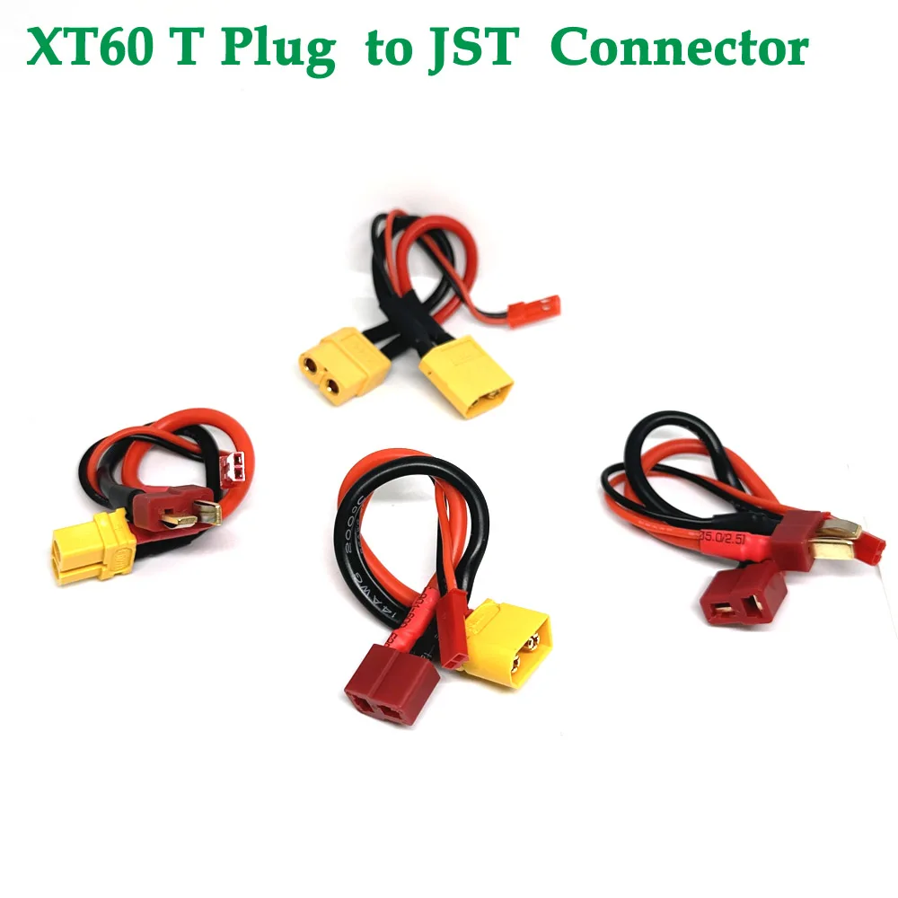 

1Pair XT60 T Plug To jst Female and Male Connector with 14AWG Silicon Wire for RC Lipo Battery Cable Drone