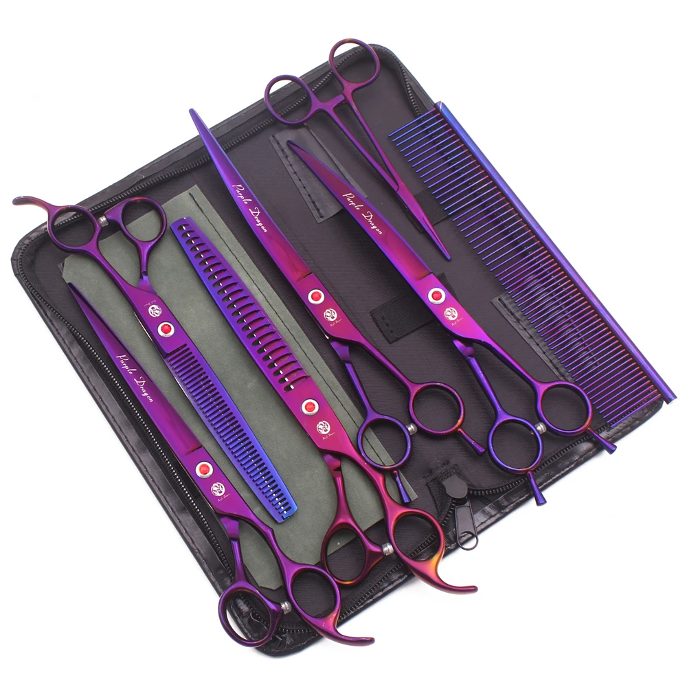 Purple Dragon 8 Inch Dog Grooming Scissors Thinning Shears Professional Cat Pet Scissors Hair Cutting High Quality Z3015-b