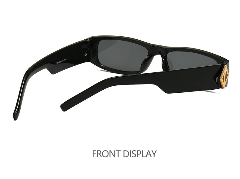 Neue schmale quadratische Sonnenbrille im modischen Stil, PC-Material, goldene Logo-Dekoration, trendiger Streetstyle, Unisex-Sonnenbrille 5378 – Detail 10