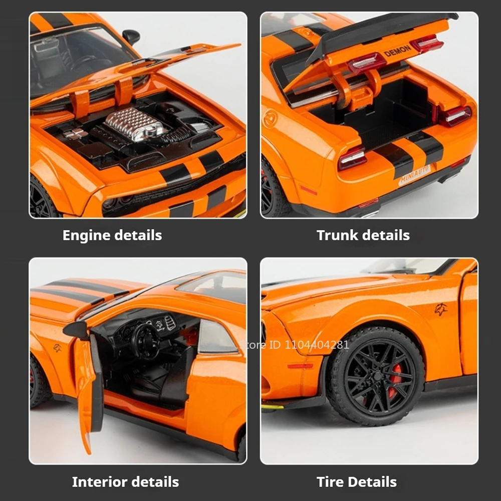 1:32 Hellcat Lambor Revuelto Automodel Legering Diecast Speelgoed Deuren Geopend Geluid Licht Trek Miniatuur Voertuig Vriend Mode Cadeau