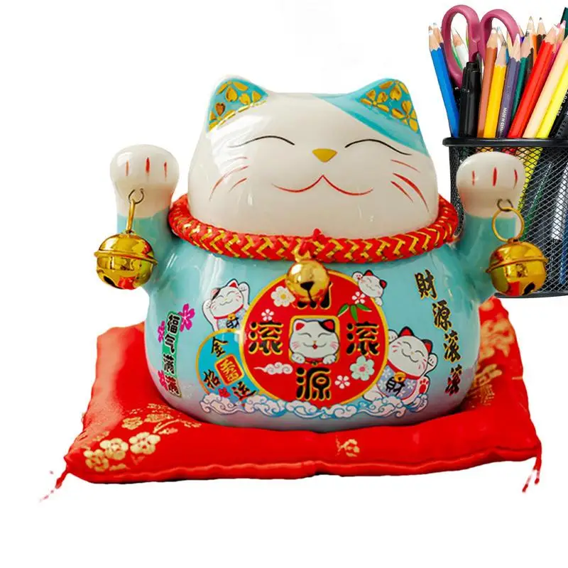 

Maneki Neko Statue Feng Shui Fortune Lucky Cat 4.5in Creative Ceramics Home Decorations Fortune Cat Decor Ornaments Animal