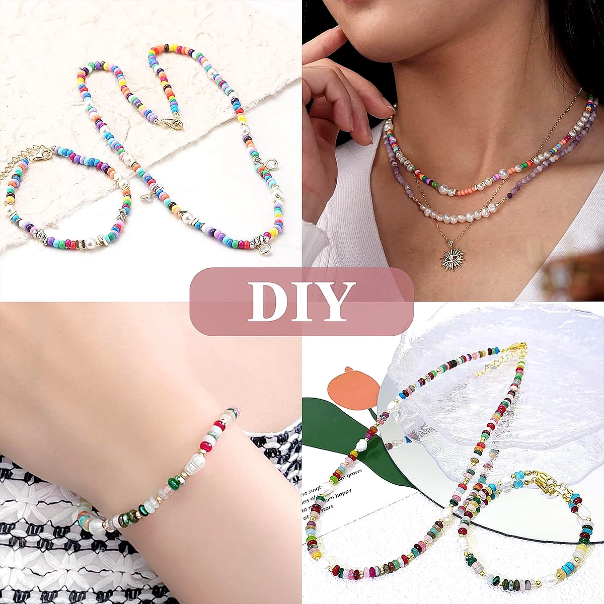 6x3mm Glass Wheel Beads Rice Beads  with 1mm Hole - DIY Jewelry Making (Bracelet/Necklace/Anklet) 10g/Pack (50-55pcs) view 5