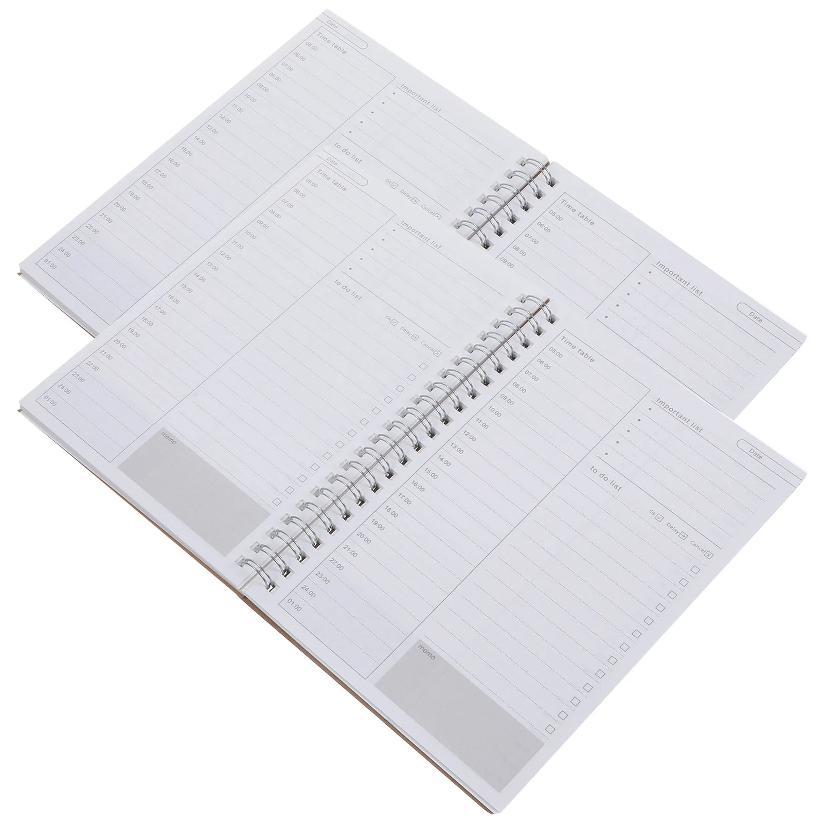 2 Pcs Household Daily Schedule Student Memo Pad Small Spiral Notebooks Pads