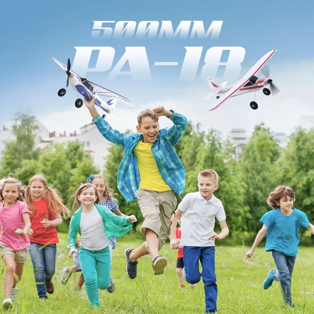 Avión RC PA-18 Super Cub de 500 mm para principiantes con 3 modos de vuelo, retorno con una sola tecla, espuma EPP duradera y accesorio