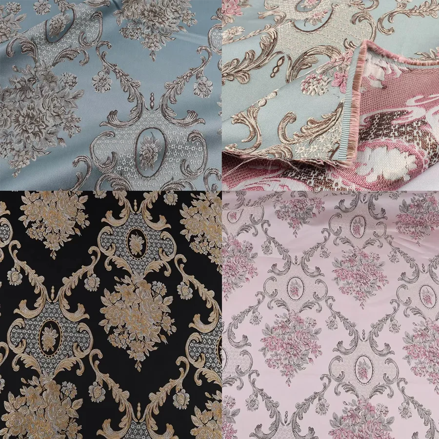 Classic Brocade Fabric Damask Jacquard Garments Thick Clothes Curtain Upholstery HomeDecoration 145cm x 50cm -Sold by half meter