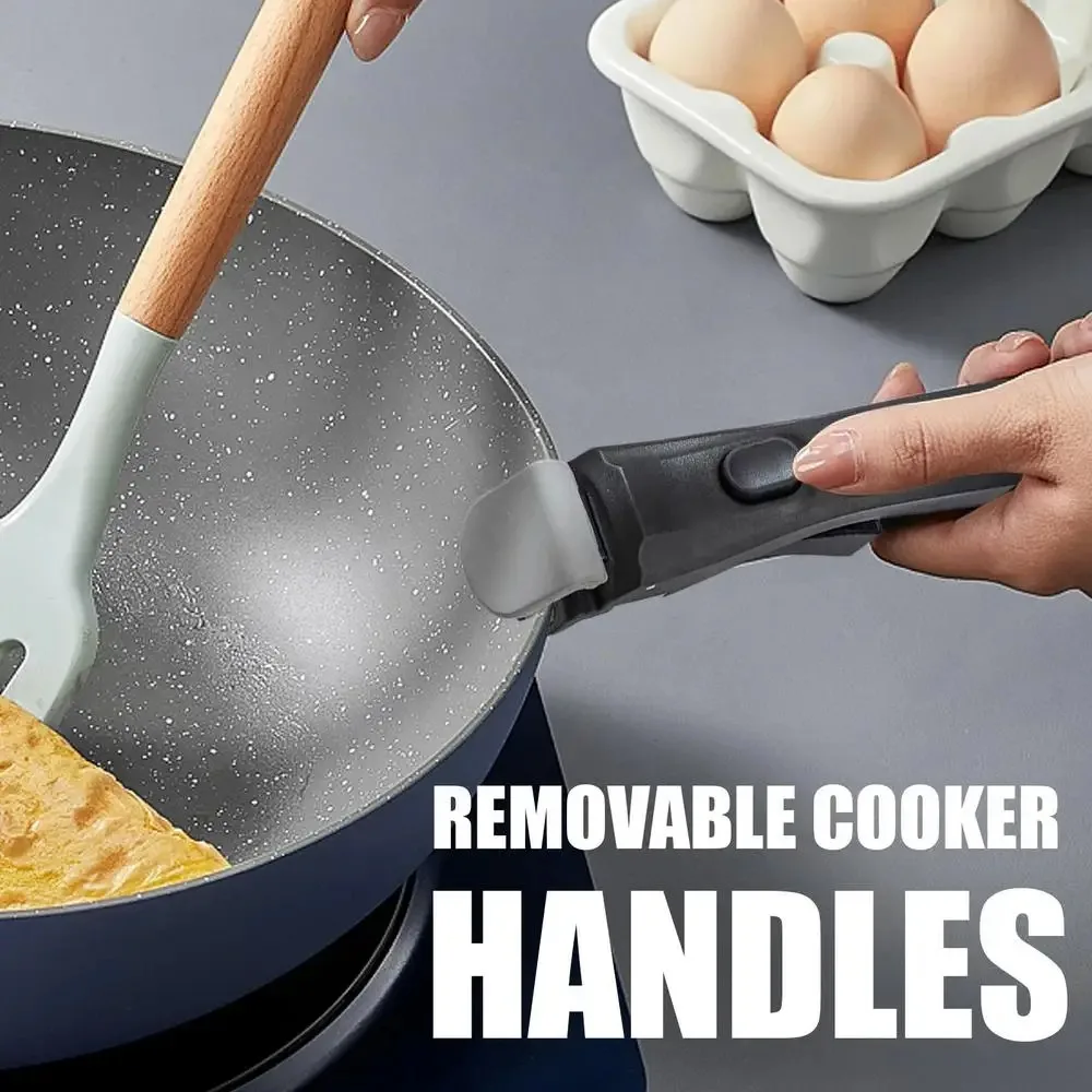 Anti-Scalding Removable Pot Handle Universal Ergonomic Detachable Frying Pan Handle Portable Pot Replacement Clip Stockpot