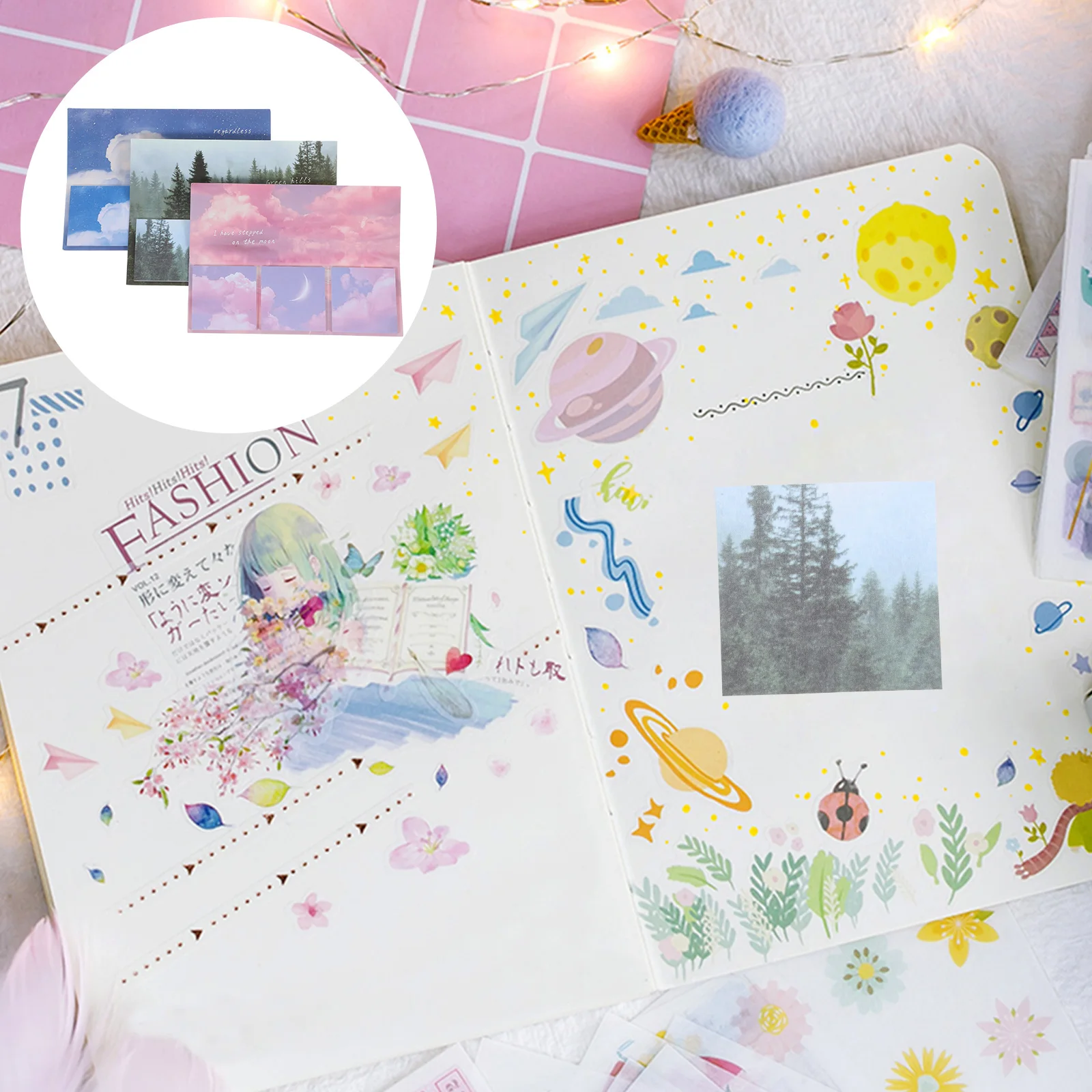 

Natural Scenery Self Adhesive Notepad Student Supplies Post Memo Pads Practical Home Office School Study
