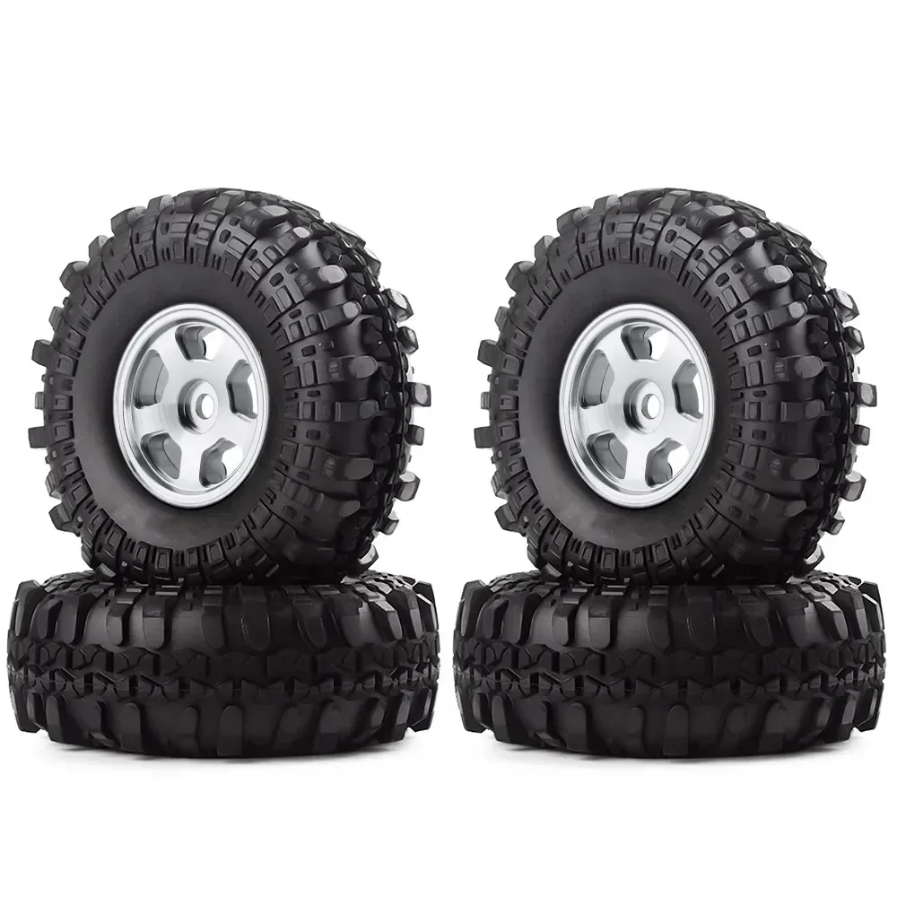 

4PCS 1.0" 49*18mm Beadlock Micro Crawler Wheel Rims Tires Set for 1/24 RC Crawler Car Axial SCX24 90081 AXI00001