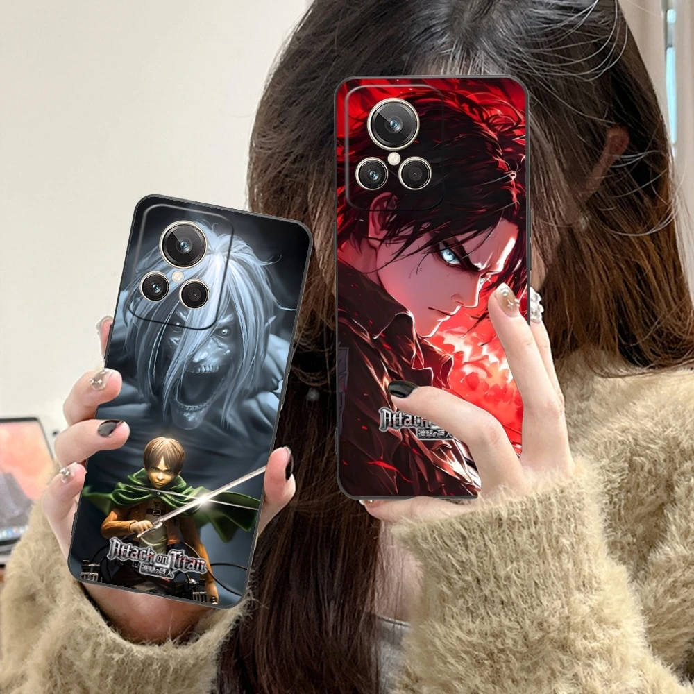 AOT Eren Yeager Mobile Cell Phone Case for Realme GT 2 9i 8i 7i Pro X50 X2 C35 C21 C20 C11 C3 Black Soft Phone Cover Shell