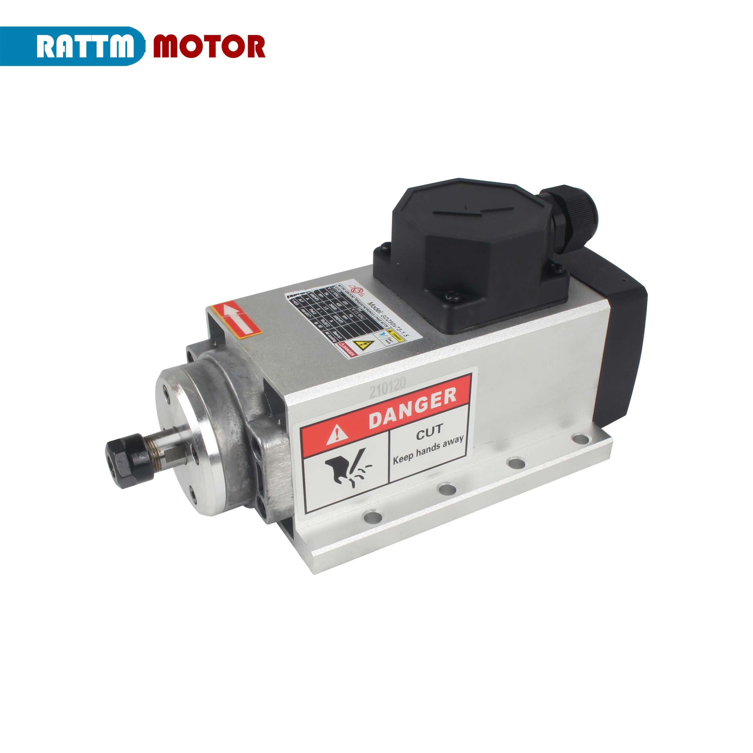 CNC 1.5kw 220V 1500W Square Air Cooling Spindle Motor + 1.5KW VFD Inverter 220v for CNC Router Milling Grind