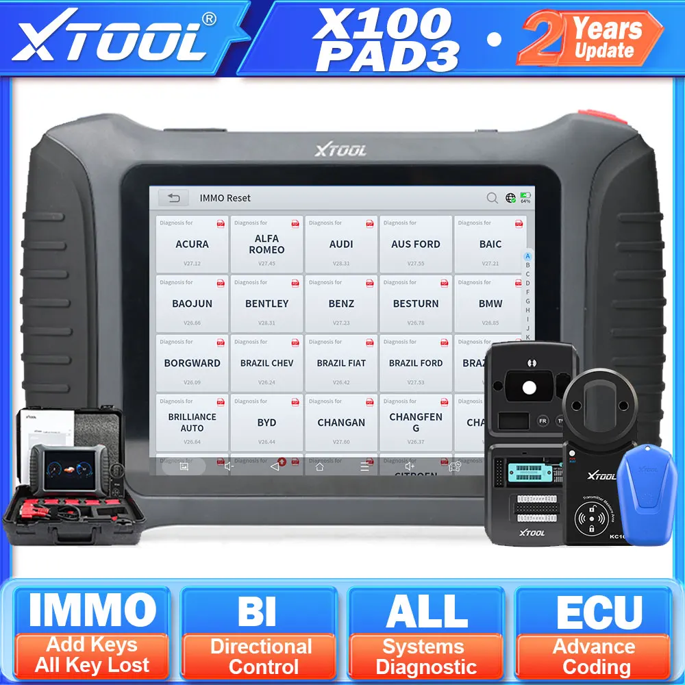 XTOOL X100 PAD3 Elite Auto Key Programmer Professional OBD2 Diagnostic Tools IMMO & Key Programming All Key Lost With KC100